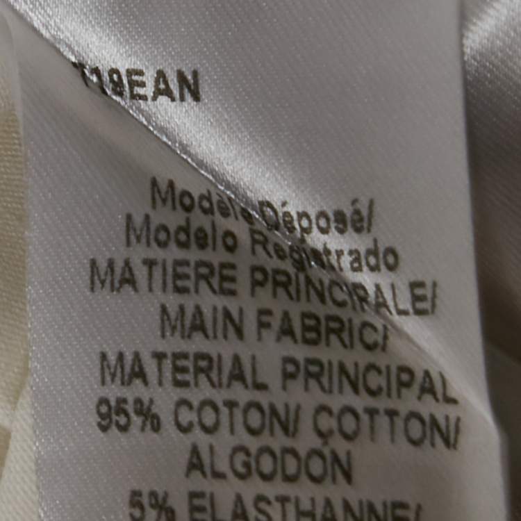 Pre Owned Paule Ka White Jersey Puff Sleeve Top L
