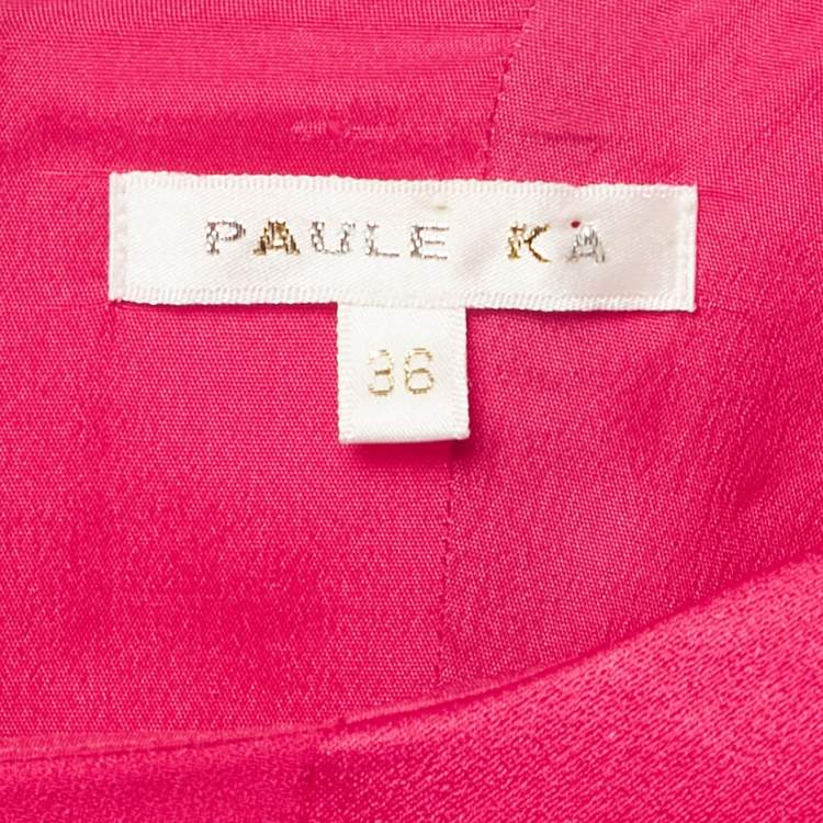 Pre Owned Paule Ka Pink Crepe Bow Detail Mini Shift Dress S 