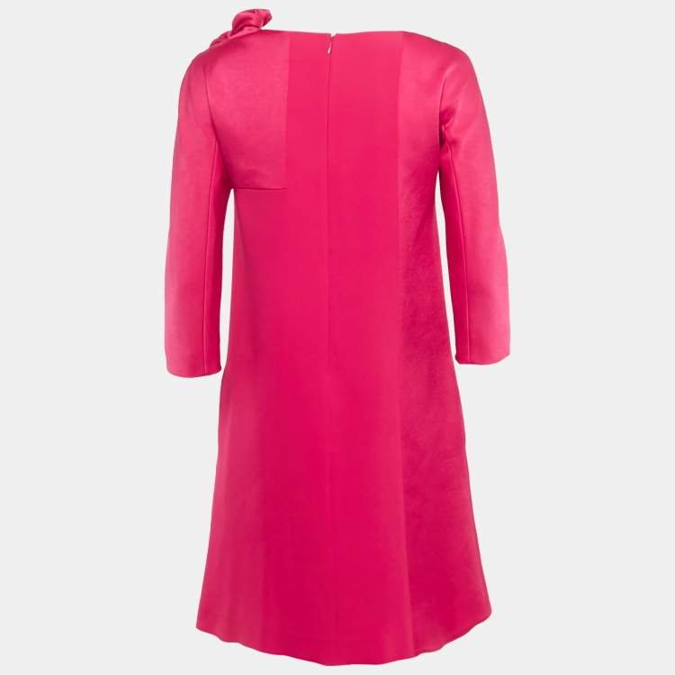 Pre Owned Paule Ka Pink Crepe Bow Detail Mini Shift Dress S 