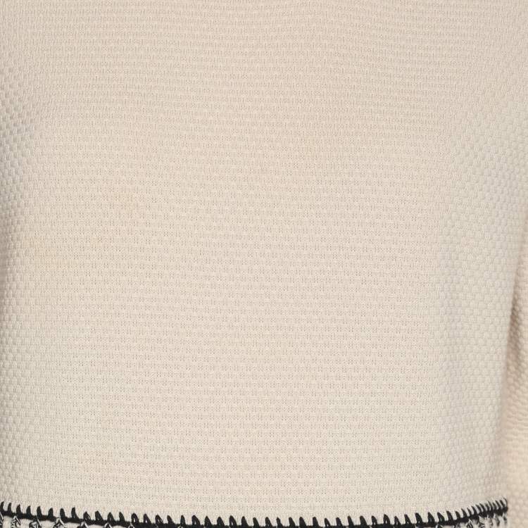 Pre Owned Paule Ka Off White/Black Knit Midi Dress M
