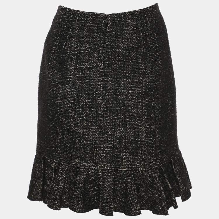Pre Owned Paule Ka Grey Tweed Flared Mini Skirt S