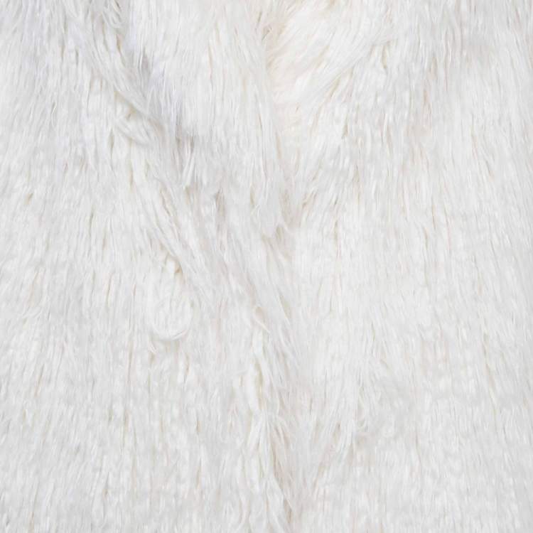 Pre Owned Paule Ka White Fur Open Front Coat M