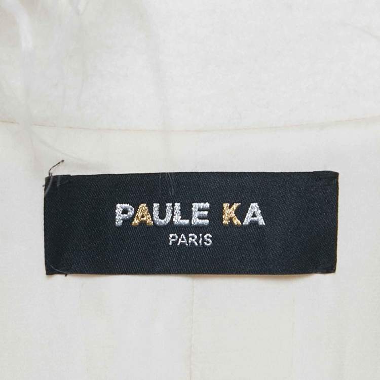 Pre Owned Paule Ka White Fur Open Front Coat M