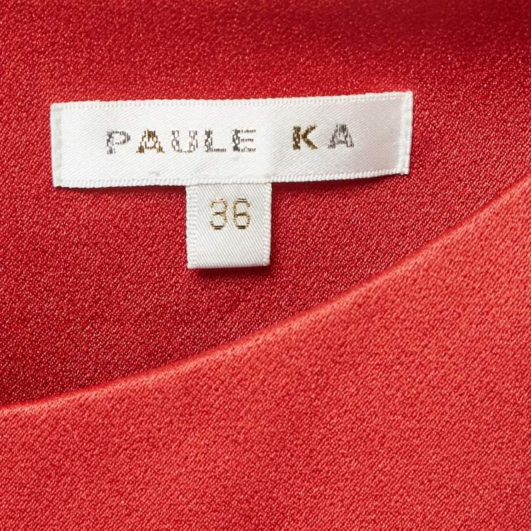 Pre Owned Paule Ka Red Sateen Sleeveless Short Dress S