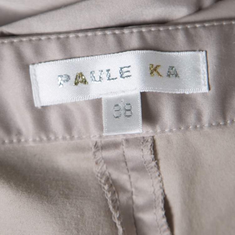 Pre Owned Paule Ka Beige Embroidered Waist Detail Cropped Pants M