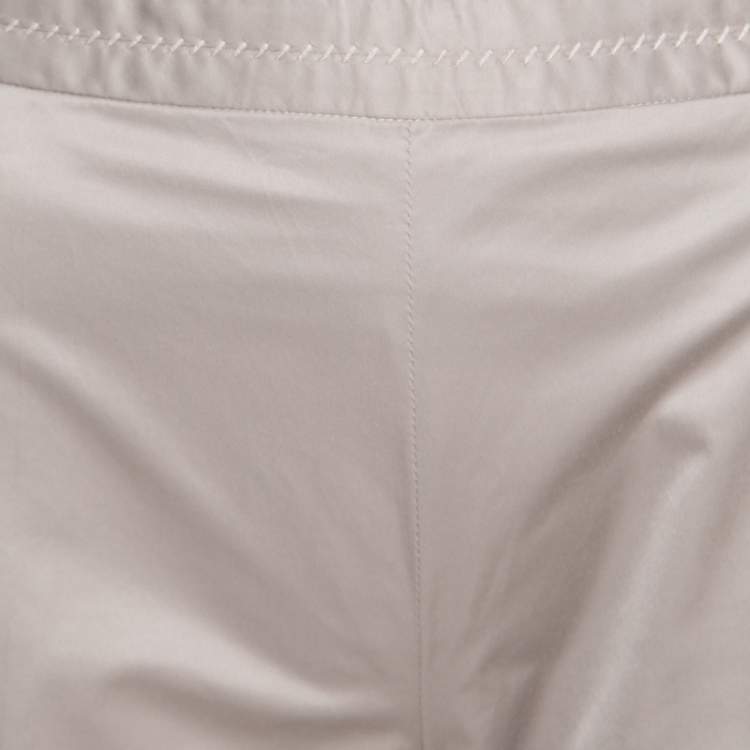 Pre Owned Paule Ka Beige Embroidered Waist Detail Cropped Pants M