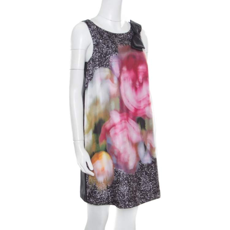 Pre Owned Paule Ka Multicolor Printed Silk Bow Detail Sleeveless Dress M