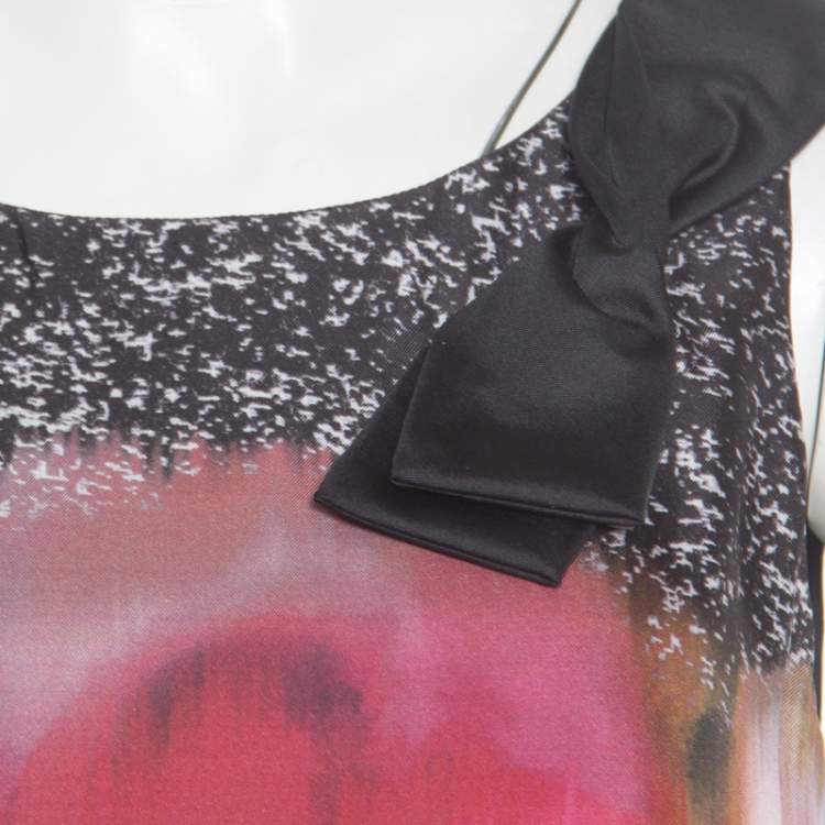 Pre Owned Paule Ka Multicolor Printed Silk Bow Detail Sleeveless Dress M