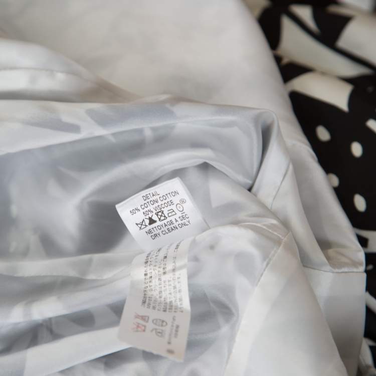 Pre Owned Paule Ka Monochrome Printed Silk Bow Detail Sleeveless Dress M