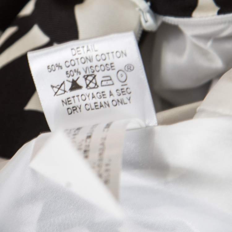 Pre Owned Paule Ka Monochrome Printed Silk Bow Detail Sleeveless Dress M