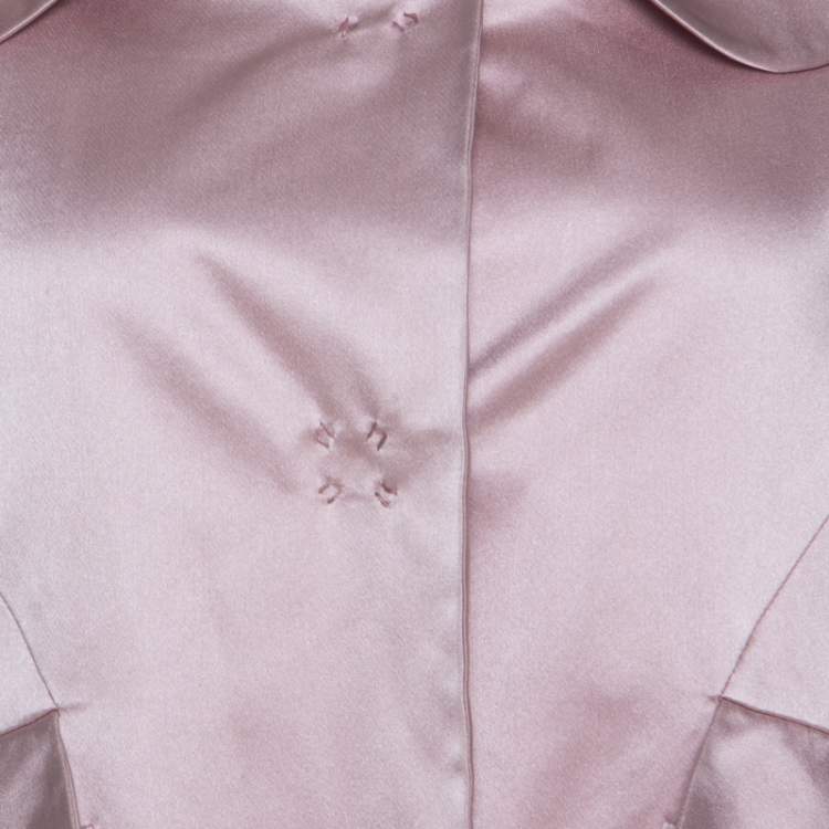 Pre Owned Paule Ka Beige Satin Three Quarter Sleeve Button Front Coat M