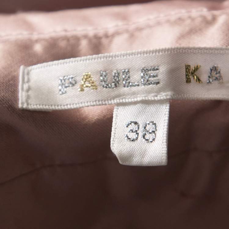 Pre Owned Paule Ka Beige Satin Three Quarter Sleeve Button Front Coat M
