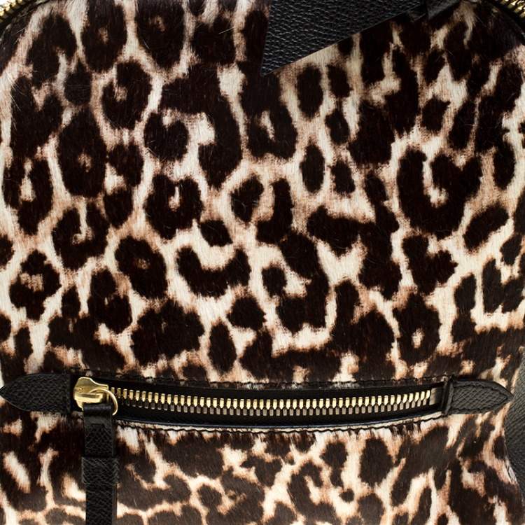 Pre Owned Paule Ka Black/Beige Leather and Leopard Print Calfhair Tote