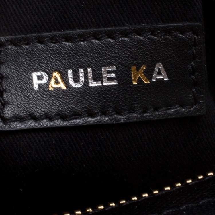 Pre Owned Paule Ka Black/Beige Leather and Leopard Print Calfhair Tote