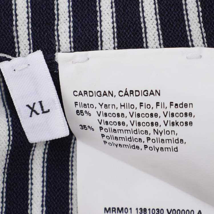 Pre Owned Persona Blue/White Stripe Stretch Knit Cardigan XL