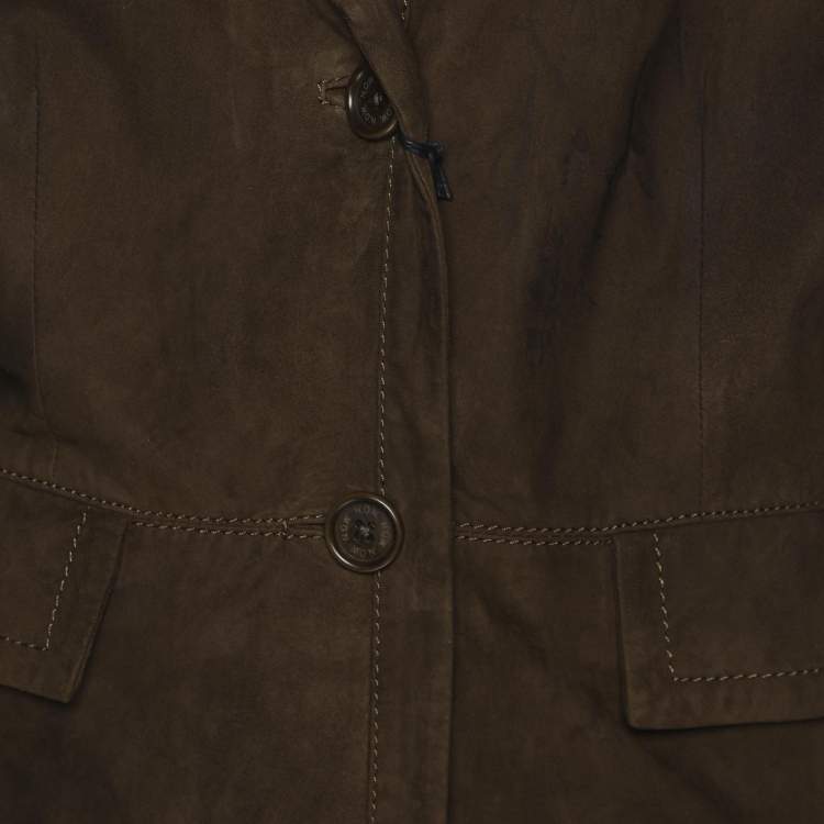 مملوكة مسبقًا N.O.W by Persona Moss Green Suede Single Breasted Jacket XL