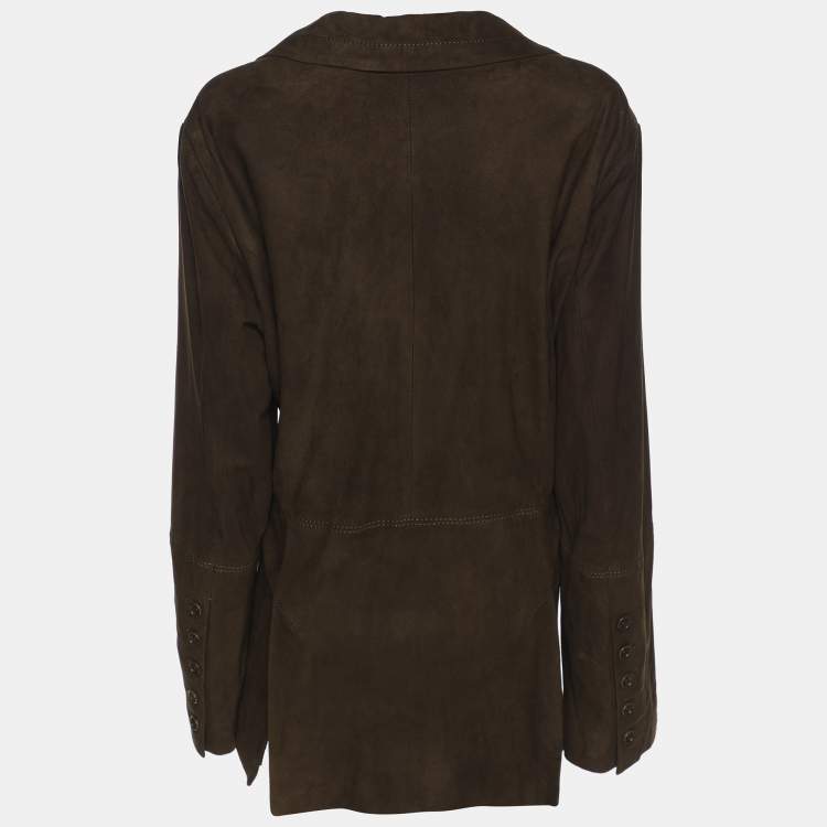 مملوكة مسبقًا N.O.W by Persona Moss Green Suede Single Breasted Jacket XL