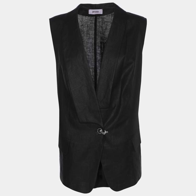 Pre Owned Persona Black Linen Waist Coat L