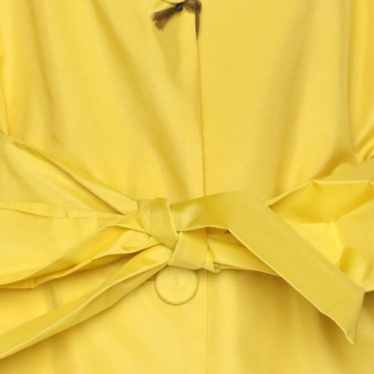Pre Owned Persona Yellow Silk Belted Overcoat L