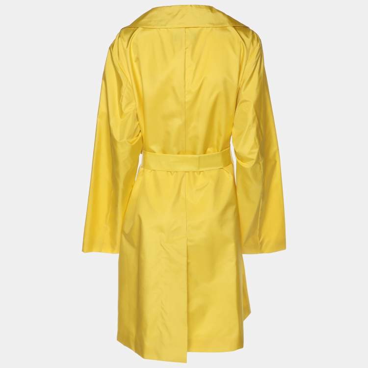 Pre Owned Persona Yellow Silk Belted Overcoat L