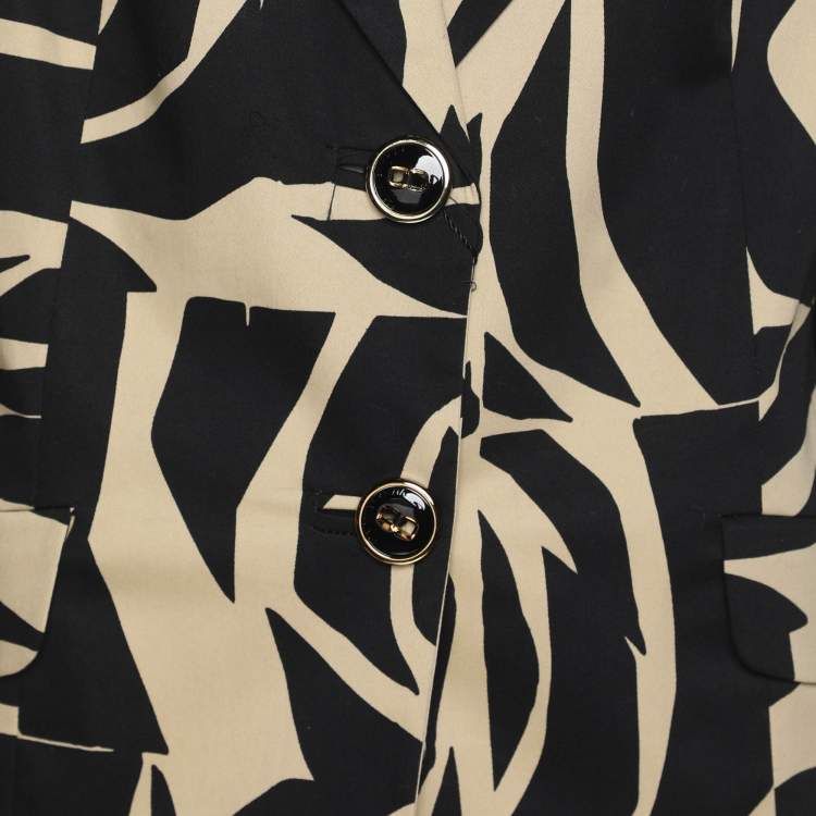 Pre Owned Perte by Krizia Black/Beige Stretch Cotton Single Breasted Blazer XL