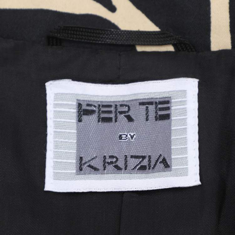 Pre Owned Perte by Krizia Black/Beige Stretch Cotton Single Breasted Blazer XL