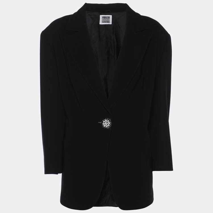 Pre Owned Perte by Krizia Black Crepe Single Breasted Blazer XL