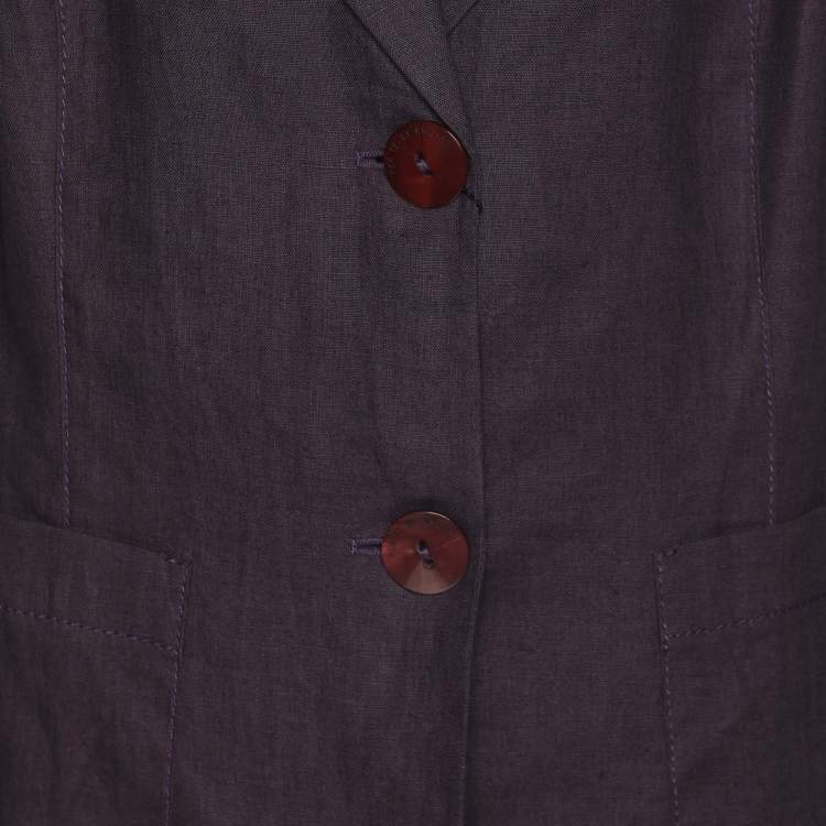 Pre Owned Perte by Krizia Purple Linen Single Breasted Blazer L