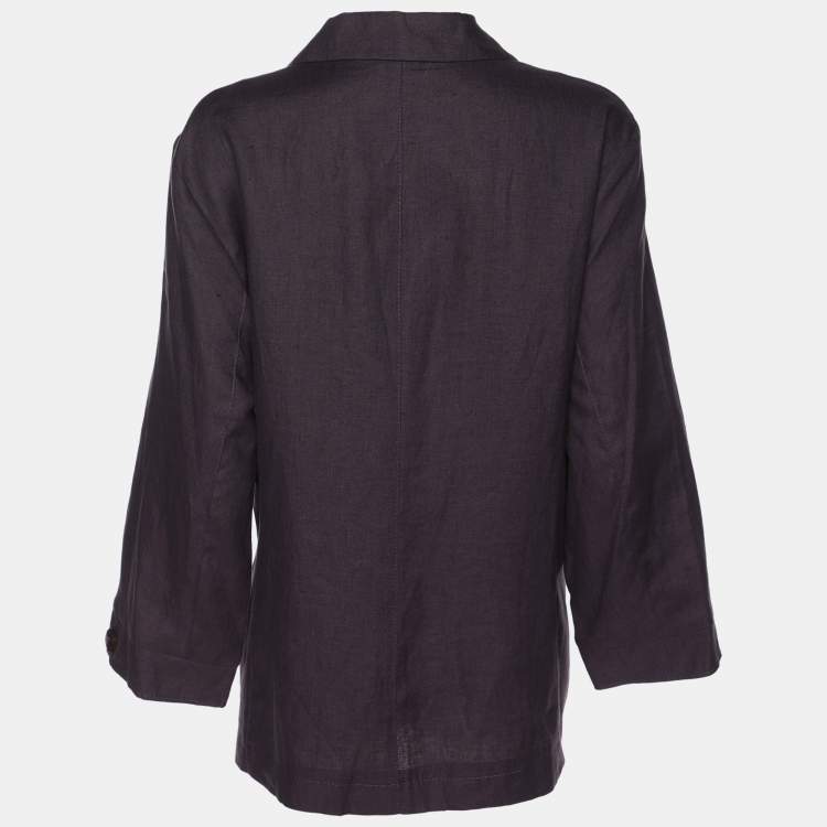 Pre Owned Perte by Krizia Purple Linen Single Breasted Blazer L