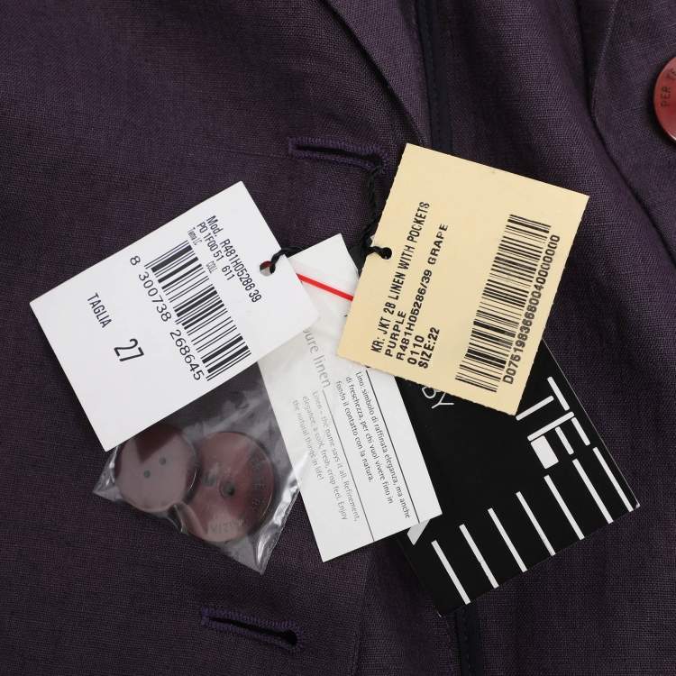 Pre Owned Perte by Krizia Purple Linen Single Breasted Blazer L