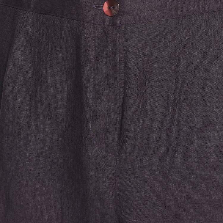Pre Owned Perte by Krizia Purple Linen Trousers XXL