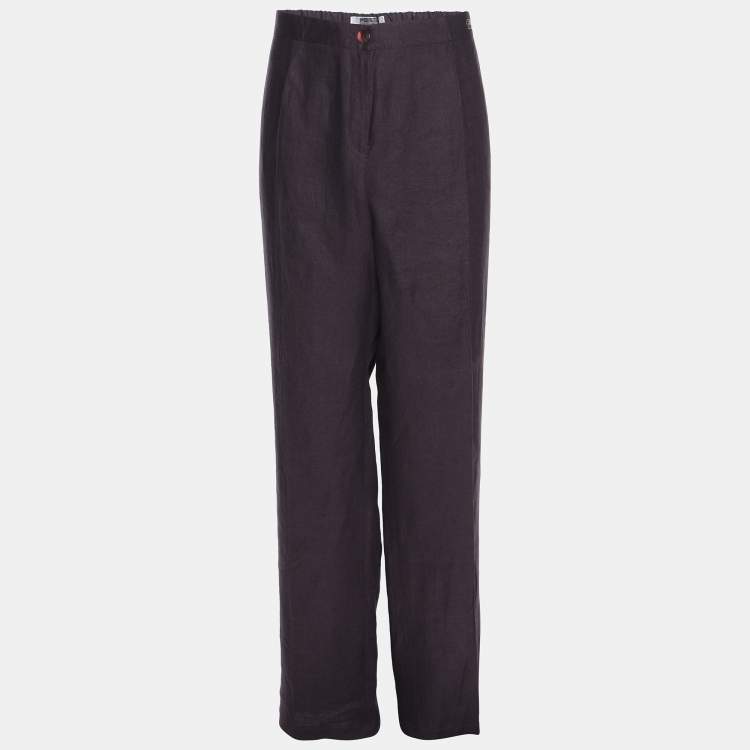 Pre Owned Perte by Krizia Purple Linen Trousers XXL