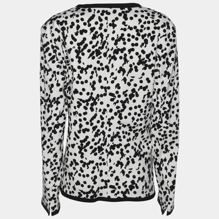 Pre Owned Perte by Krizia White/Black Ottoman Spot Print Shirt Jacket L