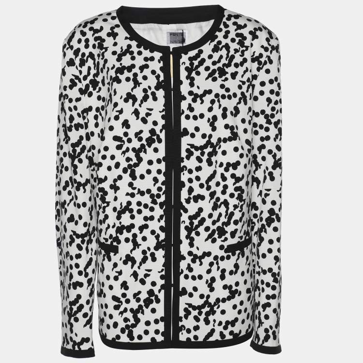 Pre Owned Perte by Krizia White/Black Ottoman Spot Print Shirt Jacket L