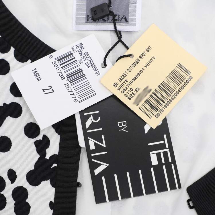 Pre Owned Perte by Krizia White/Black Ottoman Spot Print Shirt Jacket L