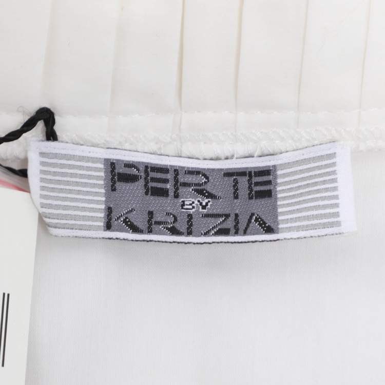 Pre Owned Perte by Krizia White Cotton Blend Ruffle Front Long Sleeve Shirt L