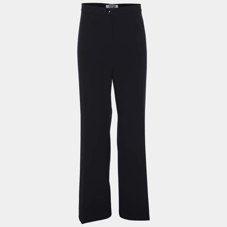 Pre Owned Perte by Krizia Navy Blue Jersey Trousers XL