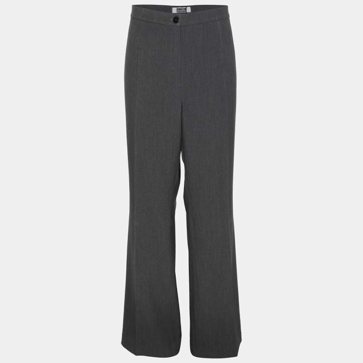 Pre Owned Perte by Krizia Grey Polyester Blend Fabric Trousers XL