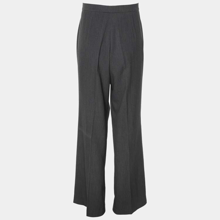 Pre Owned Perte by Krizia Grey Polyester Blend Fabric Trousers XL