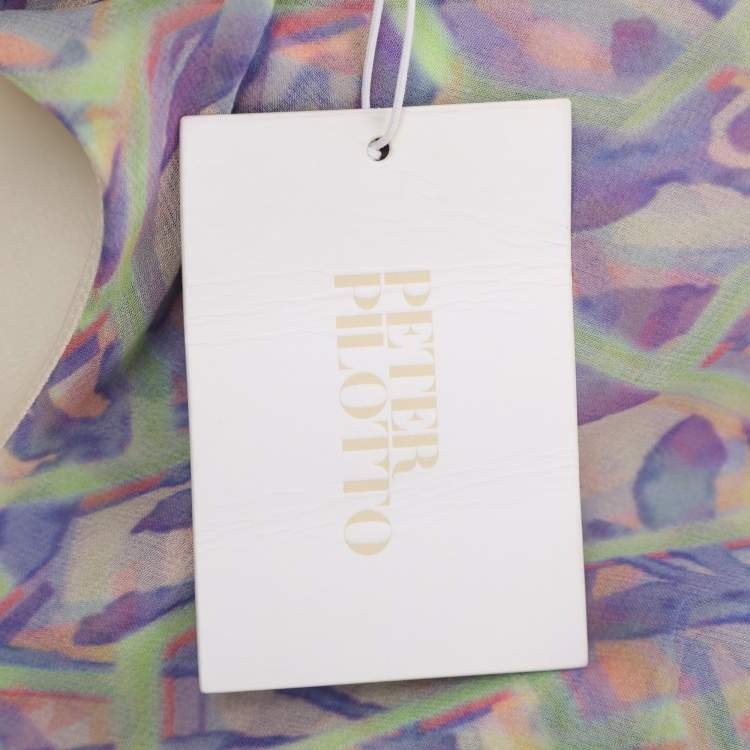 Pre Owned Peter Pilotto Mulitcolor Printed Crepe Sleeveless Belted Midi Dress M