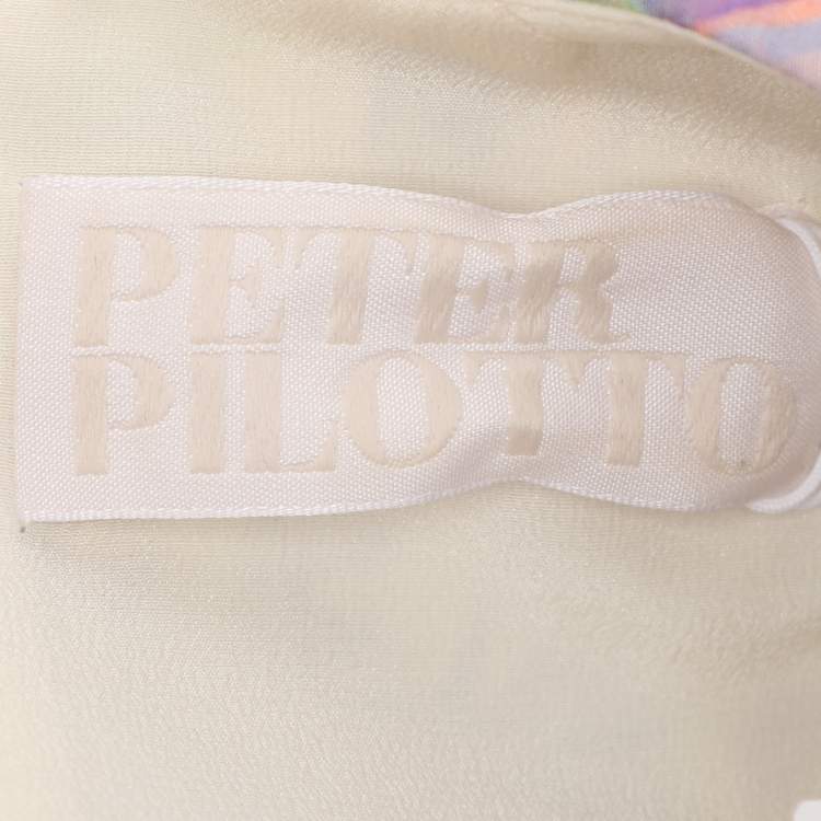 Pre Owned Peter Pilotto Mulitcolor Printed Crepe Sleeveless Belted Midi Dress M