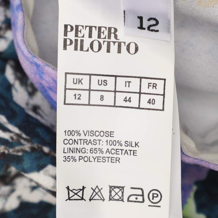 Pre Owned Peter Pilotto Mulitcolor Printed Crepe Sleeveless Belted Midi Dress M