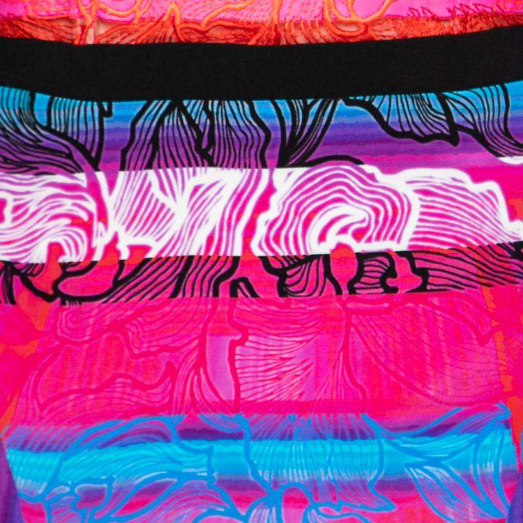 Pre Owned Peter Pilotto Multicolor Orchid Print Cutout Embroidered Silk Cascade Dress S