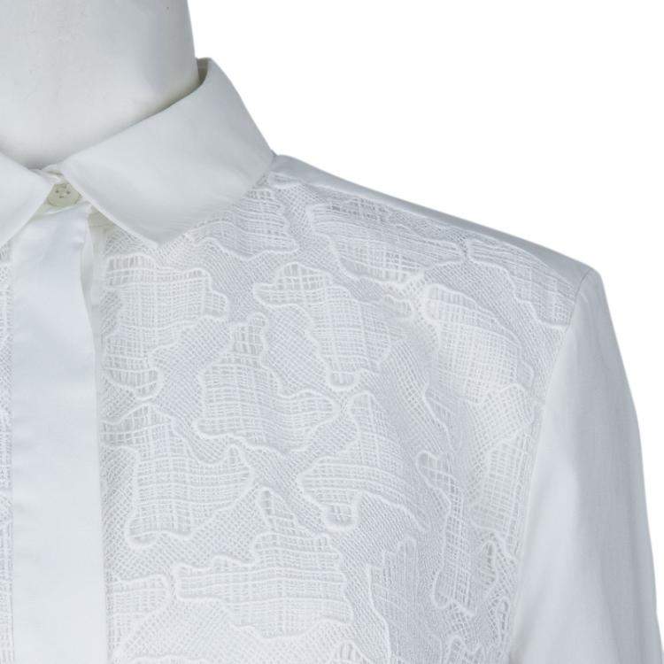 مملوكة مسبقًا Peter Pilotto White Lace Detail Long Sleeve  Eero Blouse M