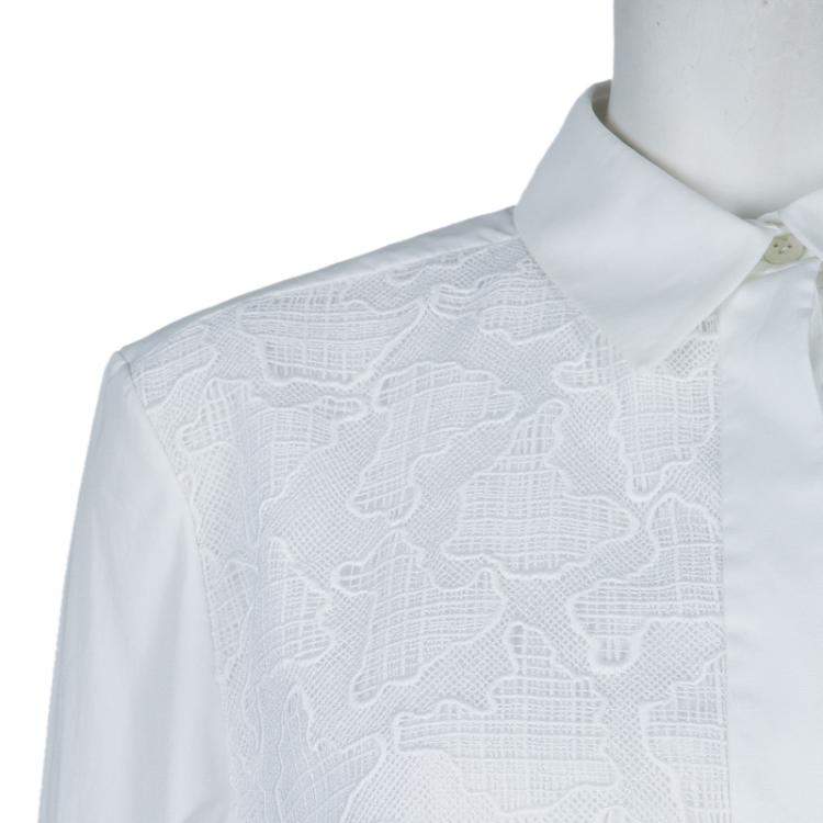 مملوكة مسبقًا Peter Pilotto White Lace Detail Long Sleeve  Eero Blouse M
