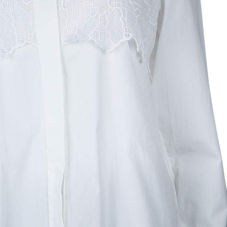 مملوكة مسبقًا Peter Pilotto White Lace Detail Long Sleeve  Eero Blouse M