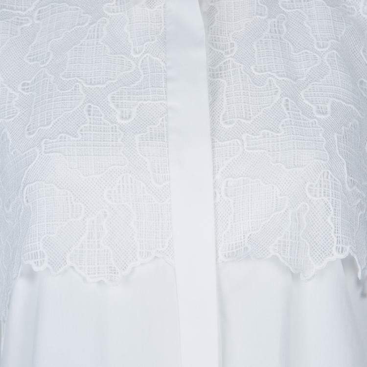 مملوكة مسبقًا Peter Pilotto White Lace Detail Long Sleeve  Eero Blouse M