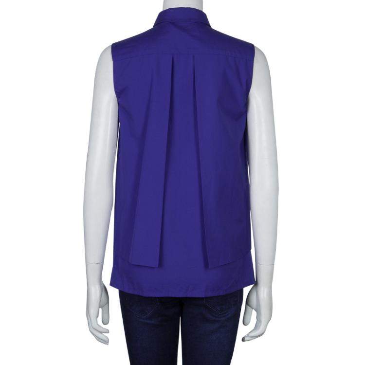 Pre Owned Peter Pilotto Blue Broderie Anglaise Sleeveless Shirt M