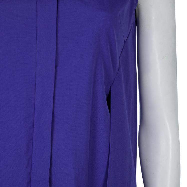Pre Owned Peter Pilotto Blue Broderie Anglaise Sleeveless Shirt M