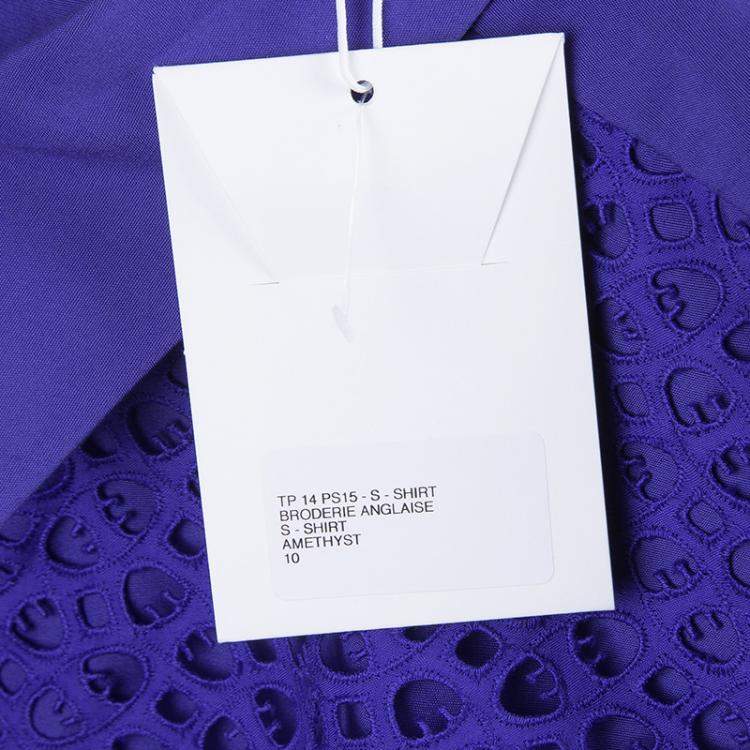 Pre Owned Peter Pilotto Blue Broderie Anglaise Sleeveless Shirt M